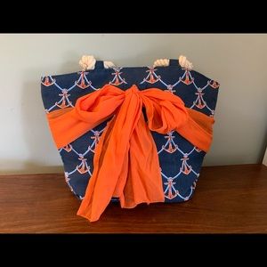 Nautical blue/orange mudpie satchel